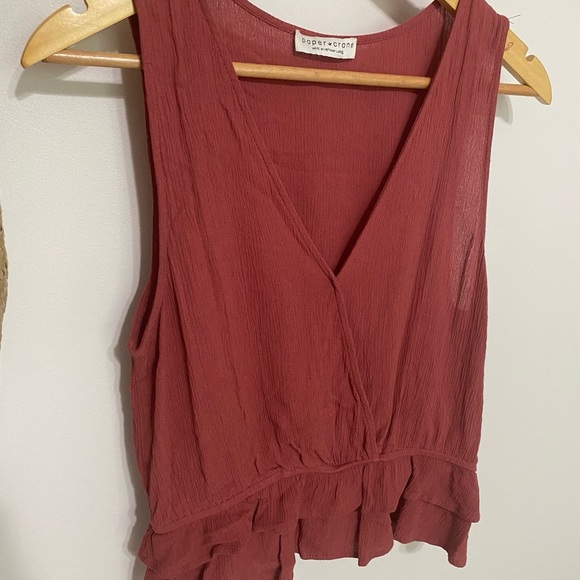 Paper Crane Red Sleeveless Ruffled Tank Top - Picture 2 of 5